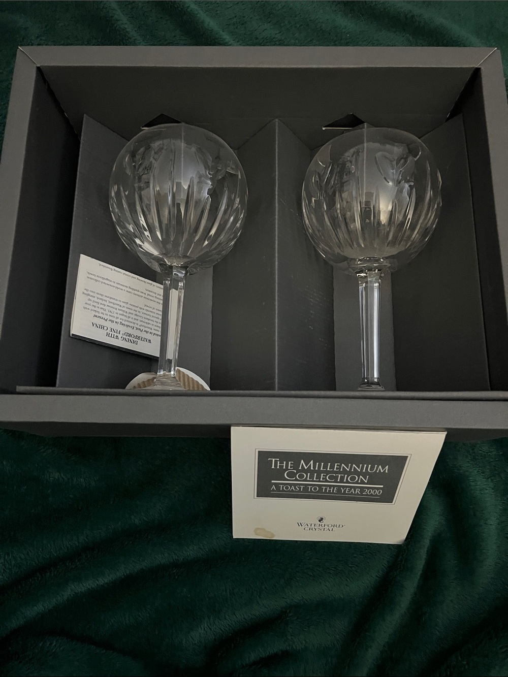 Waterford Clear Crystal Cut Wine Goblets (Pair)